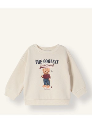 DeFacto Oversize Bisiklet Yaka Ayıcık Baskılı İçi Yumuşak Tüylü Kalın Sweatshirt Erkek Bebek I3309A526WN