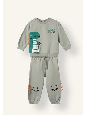 DeFacto Timsah Baskılı ve Aplike Detaylı 2'li Sweatshirt Takım Erkek Bebek I3754A526WN