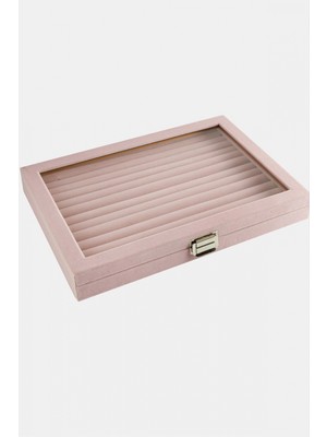 Pileli Store Cam Kapaklı Anfora Kumaş Kelepçe Yüzük Standı 24*34 cm