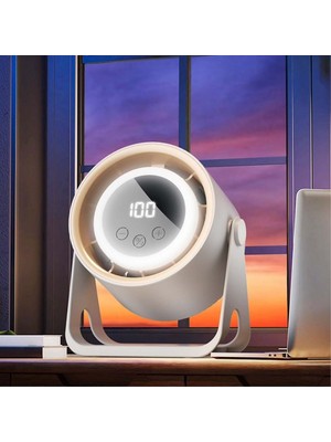 Ankaverse 6 Kademeli Şarjlı Masaüstü Fan – Dijital LED Ekranlı, Oynar Başlıklı, LED Işıklı, Askılı ve Duvara Monte Edilebilir Fan K6 (5286)