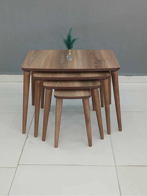 4'lü Mdf Ahşap Zigon Sehpa