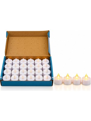 Ankaverse 24 Adet Pilli Yuvarlak - Beyaz Renkli LED Mum Çap : 3.7cm Yükseklik : 3.5cm İ10-024 (5286)