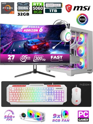 Xaser Sword X55 R7-5700X 32GB Ram /1TB M.2 SSD/8GB GeForce RTX5060/ 27" 300Hz Sıvı soğutmalı Masaüstü Oyuncu Bilgisayarı