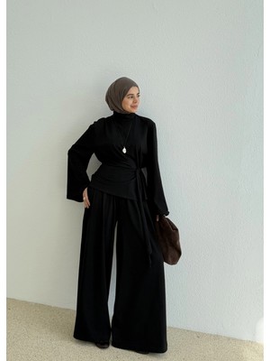 Moda Aksa 7201 BASİC MEVSİMLİK RAHAT İKİLİ TAKIM siyah