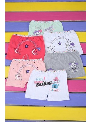 - Kız Çocuk Çok Renkli Pamuklu Boxer 6'lı Paket