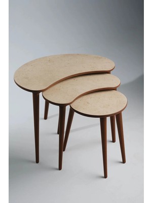 3lü Zigon Sehpa %100 Mdf Traverten