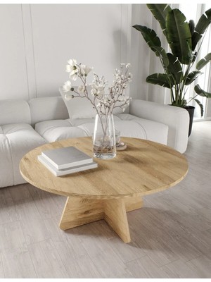 Mush 90CM Orta Sehpa - Beyaz, Ceviz, Meşe, Traverten Desenli
