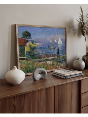 Pegziz Deniz Kenarında Yıkananlar Çerçeveli Sanat Poster Duvar Dekoru