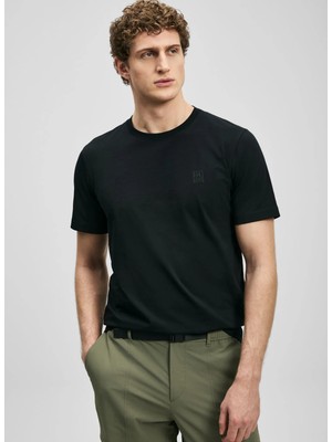 Lufian Lufıan Siyah Erkek Slim Fit Logo Baskılı T-Shirt Pablo