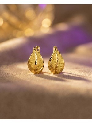 Paksoy 22 Ayar Altın Küpe Yaprak Modern Tasarım 2.81GR Kadın - K000748