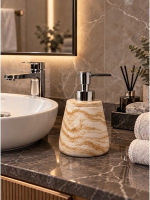 Betonmall Mermer Desenli Sıvı Sabunluk Mutfak Banyo Tuvalet Wc Lavabo Üstü Sabunluk Aksesuar