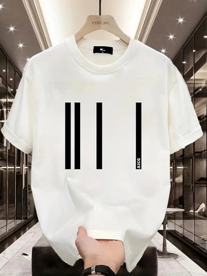 Pileli Store Aıcg Ön Arka Baskılı Bisiklet Yaka   Oversize Bisiklet Yaka T-Shirt - Beyaz -