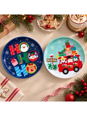 Sarkap Home 26 cm Winter Time Lacivert & Mint 2'li Meyve Tabağı Seti