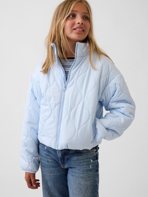 Gap Kız Çocuk Açık Mavi Relaxed Puffer Şişme Ceket