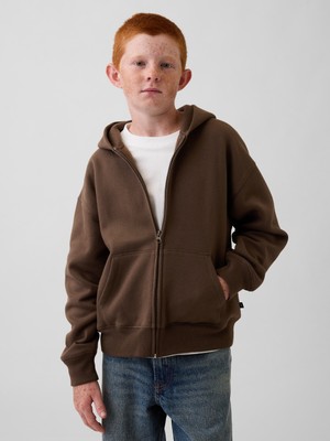 Gap Erkek Çocuk Kahverengi Vintagesoft Fermuarlı Sweatshirt