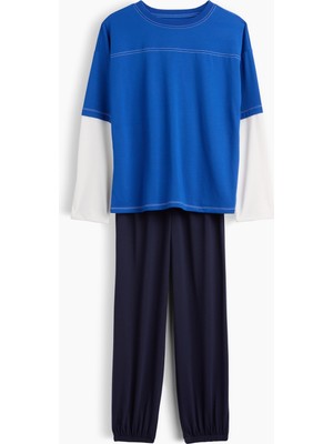 Gap Erkek Çocuk Lacivert Recycled Colorblock Pijama Takımı