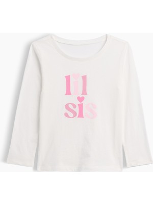 Gap Kız Bebek Beyaz Grafik Baskılı T-Shirt