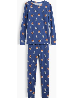 Gap Erkek Çocuk Mavi Organik Brushed Pamuk Pijama Takımı