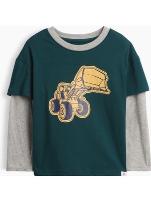 Gap Erkek Bebek Koyu Yeşil Grafik Baskılı T-Shirt