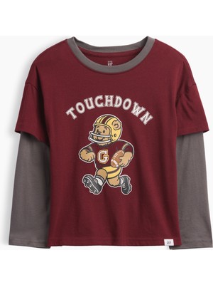 Gap Erkek Bebek Bordo Grafik Baskılı T-Shirt