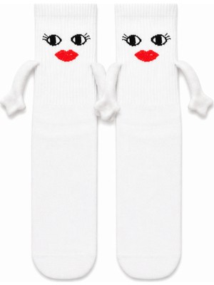 Carnaval Socks Carnaval Kırmızı Dudaklı El Ele Tutuşan Unisex Çorap