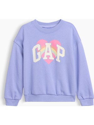 Gap Kız Bebek Lila Fransız Havlu Kumaş Logo Sweatshirt