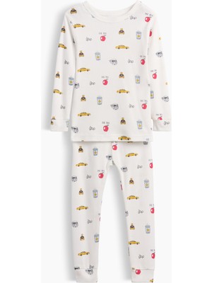 Gap Bebek Beyaz Organik Brushed Pamuk Gap Nyc Pijama Takımı