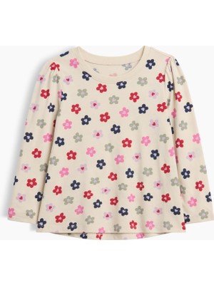 Gap Kız Bebek Bej Puff Sleeve T-Shirt