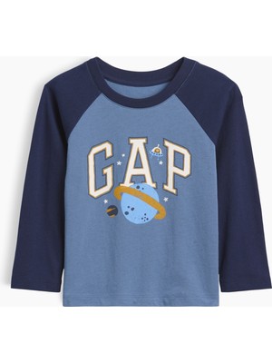 Gap Erkek Bebek Açık Mavi Colorblock Logo T-Shirt