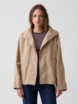 Gap Kadın Bej Poplin Oversized Anorak Ceket