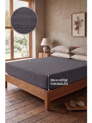 Miabella Home %100 Pamuk Armürlü Çift Kişilik Lastikli Çarşaf Fitted Yumuşak Dokulu Tek Kişilik Lastikli Çarşaf