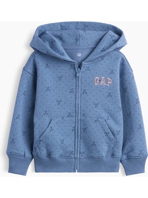 Gap Kız Bebek Mavi Vintagesoft Logo Fermuarlı Sweatshirt