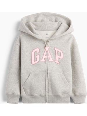 Gap Kız Bebek Gri Vintagesoft Logo Fermuarlı Sweatshirt