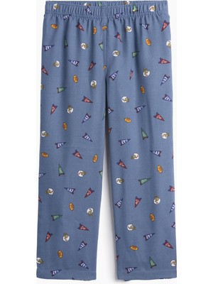 Gap Erkek Çocuk Mavi Baskılı Flannel Pijama Altı