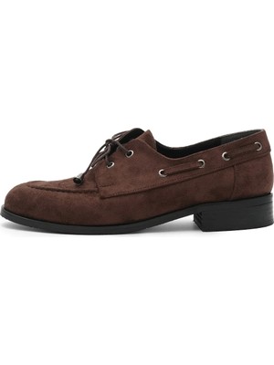 Mio Gusto Kahverengi Kuşgözü Detaylı Bağcıklı Kadın Loafer