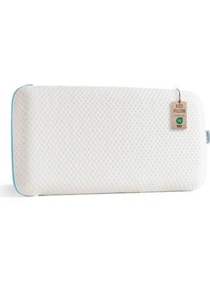Viscotex Hava Kanallı Boyun Destekli Visco Ortopedik Çocuk Yastığı (KIDS PİLLOW) 66x33x6 Cm, Turkuaz-beyaz
