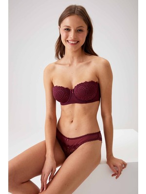 Pierre Cardin 4741 Verona Soft Pushup Straplez Sütyen Takım Kadın İç Giyim Şık Desenli