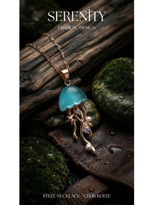 Serenity Opal Taşlı Deniz Anası Figür Çelik Kolye