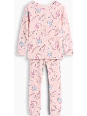 Gap Bebek Pembe Organik Brushed Pamuk Unicorn Grafik Baskılı Pijama Takımı