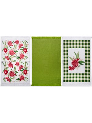 Green Black Nariva 3'lü Mutfak Havlu Seti Baskılı 40x60