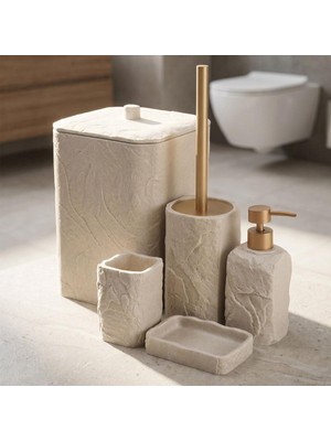 Acar JHN-09342 Laduree Collection 5'li Köşeli Banyo Set Bej