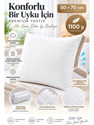 Mixcotton Home Maxi Klimalı Silikon Yastık -Sert Uyku YASTIĞI-1100 GR-50X70 cm