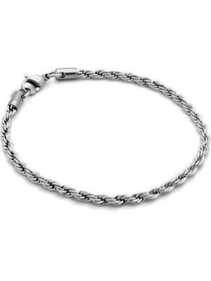 X-lady Accessories Gümüş Renk Ince Burgulu Erkek Alaşım Bileklik Şık Tasarım