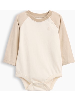 Gap Bebek Krem Organik Pamuk Colorblock Raglan Bodysuit