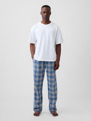 Gap Erkek Açık Mavi Relaxed Flannel Pijama Altı