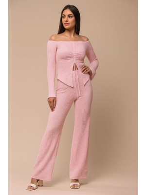 Moda Banuş Uzun Kol Pantolonlu Beli Lastikli Bürümcük Takım
