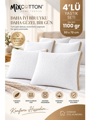 4 Adet Maxi Klimalı Silikon YASTIK-1100 GR-50X70 cm