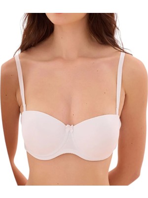 fiyakamstore Beyaz Desteksiz B Cup Ince Askı Straplez Sütyen
