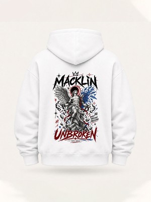 Macklin Unısex Kadın Erkek Unbroken Sırt Baskılı Oversize Hoodie