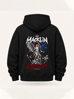 Macklin Unısex Kadın Erkek Unbroken Sırt Baskılı Oversize Hoodie